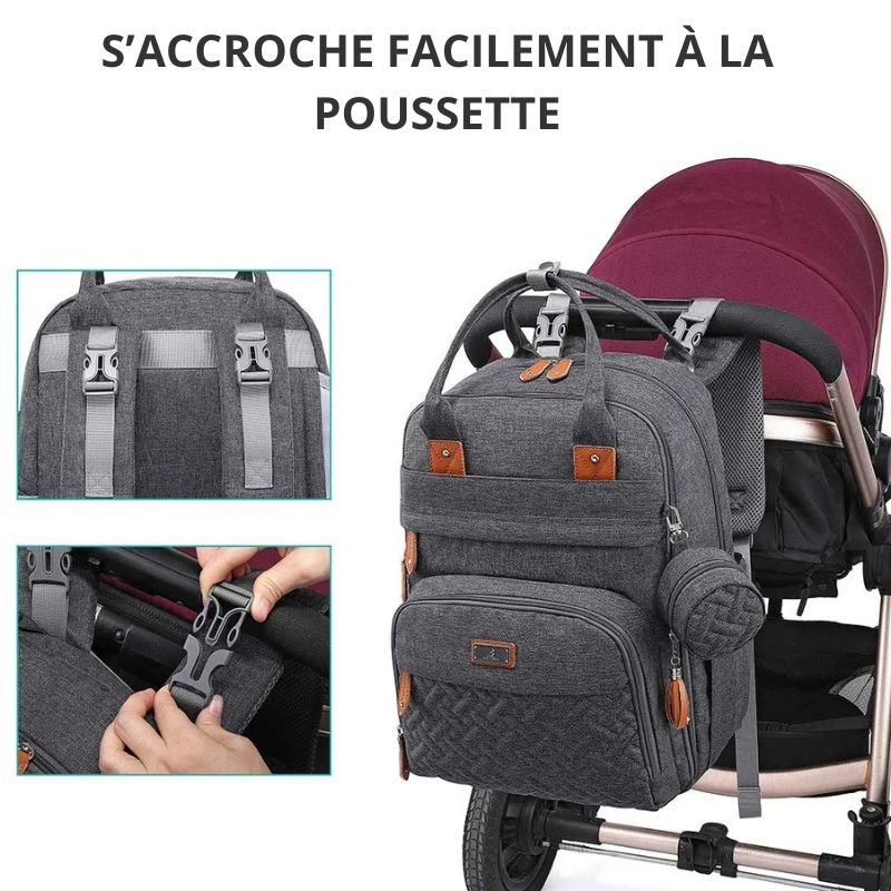 Sac à Dos à Langer Pratique avec Matelas et Support Tétine - mon-sac-a-langer