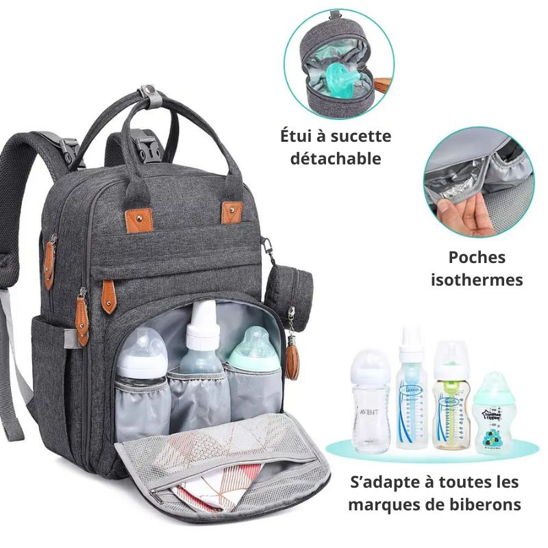 Sac à Dos à Langer Pratique avec Matelas et Support Tétine - mon-sac-a-langer