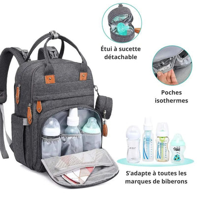 Sac à Dos à Langer Pratique avec Matelas et Support Tétine - mon-sac-a-langer