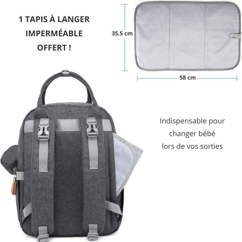Sac à Dos à Langer Pratique avec Matelas et Support Tétine - mon-sac-a-langer