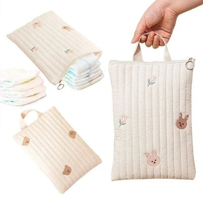 Élégant Sac à Couches Brodé en Coton - mon-sac-a-langer