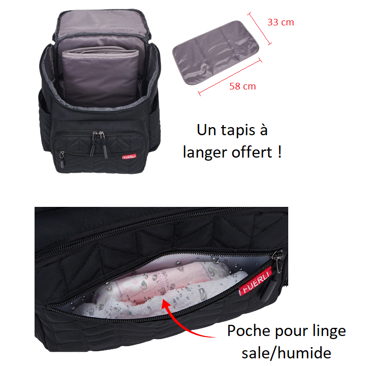 Élégant sac à dos à langer - Fuerli - mon-sac-a-langer