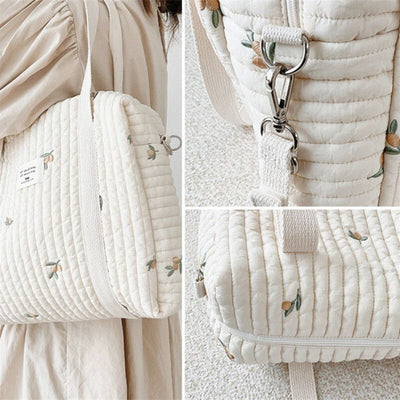 Sac à Langer Élégant en Coton Brodé et Doublure Matelassée - mon-sac-a-langer