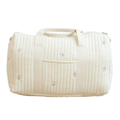 Sac à Langer Élégant en Coton Brodé et Doublure Matelassée - mon-sac-a-langer
